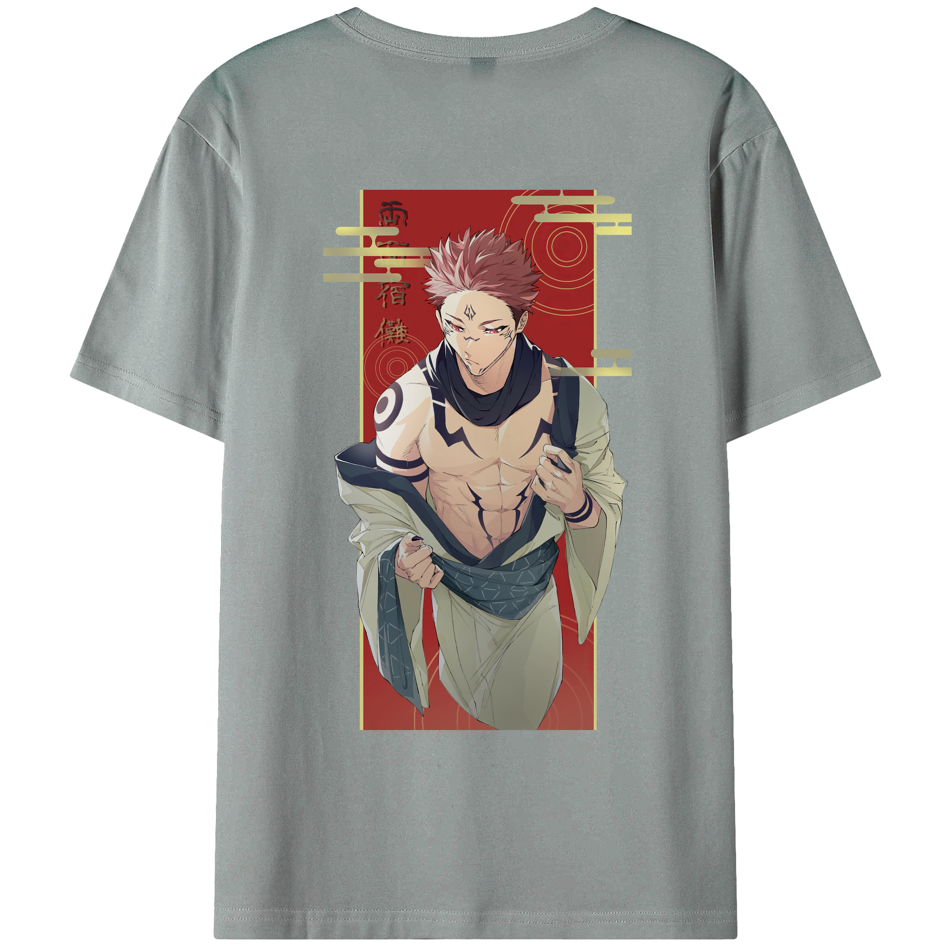 （画像用） 呪術廻戦 Jujutsu Kaisen 綿100％ メンズ半袖Tシャツ（バックプリント） 通気性